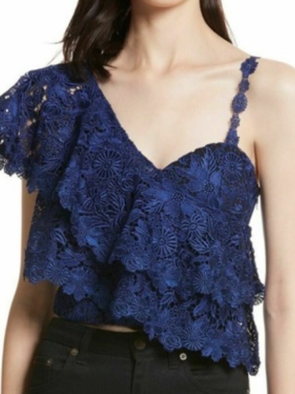 ALICE + OLIVIA 🔥 SABA ONE SHOULDER RUFFLE TOP